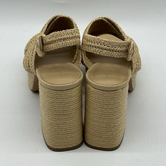 Marc Fisher LTD Caddy Light Natural Woven Platform Heeled Sandal Size 9.5M NWOB - Picture 7 of 12